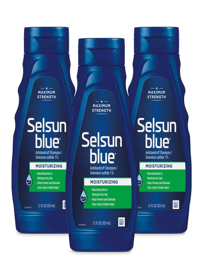 Selsun Blue Moisturizing Anti-Dandruff Shampoo with Aloe, 11 fl oz, Selenium Sulfide 1% (Pack of 3) - Image 1